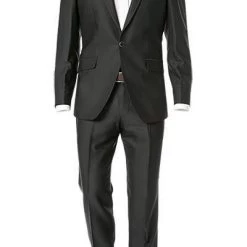 Wilvorst Anzug 413201/60/7951/222/2 Slim Line, Wolle-Viskose, Dunkelbraun gestreift