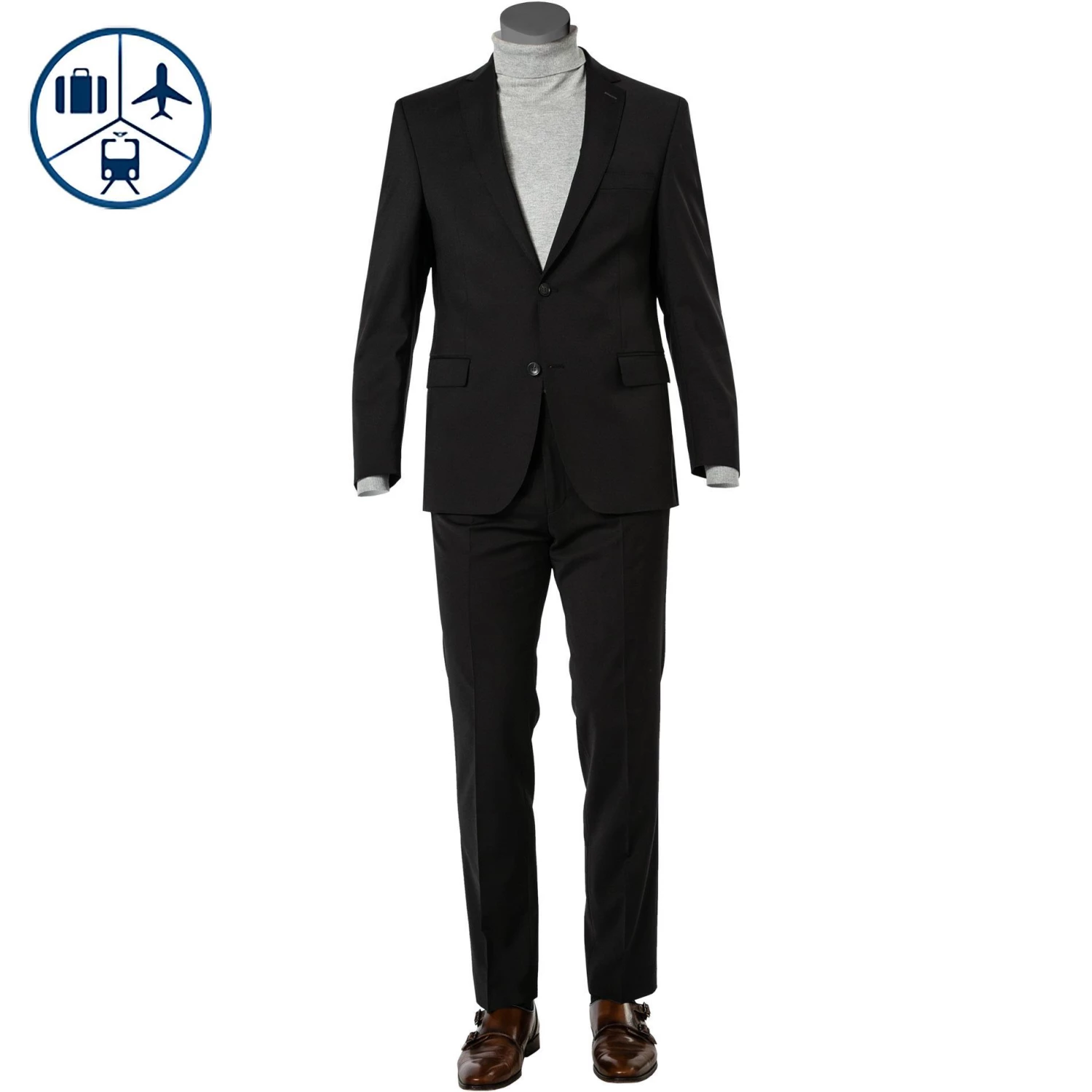 Carl Gross Anzug 30/015S0/324932+338303/90 Modern Fit, Schurwoll-Stretch, Schwarz 3 Carl Gross Anzug 30/015S0/324932+338303/90 Modern Fit, Schurwoll-Stretch, Schwarz