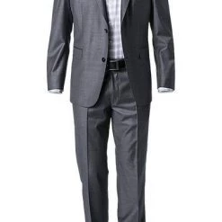 EDUARD DRESSLER Anzug 00510/6B51+3B25/26 Schurwolle Super140, Mittelgrau meliert, Anthrazit