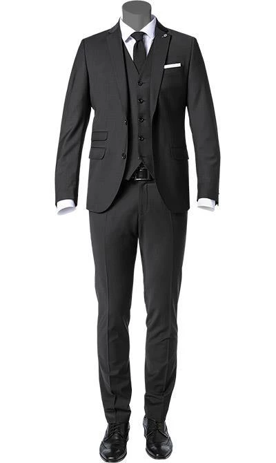 CG Anzug 30-031S0/423622+433063+441013/90 Anzug mit Weste, Slim Fit, Schurwoll-Stretch, Schwarz 3 CG Anzug 30-031S0/423622+433063+441013/90 Anzug mit Weste, Slim Fit, Schurwoll-Stretch, Schwarz