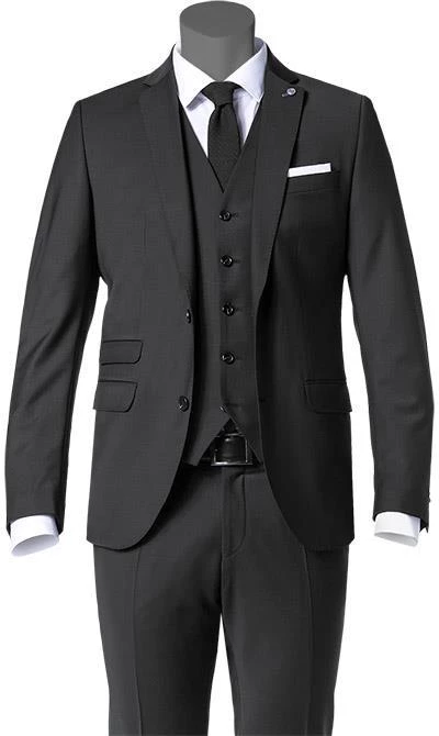 CG Anzug 30-031S0/423622+433063+441013/90 Anzug mit Weste, Slim Fit, Schurwoll-Stretch, Schwarz 4 CG Anzug 30-031S0/423622+433063+441013/90 Anzug mit Weste, Slim Fit, Schurwoll-Stretch, Schwarz – Bild 2