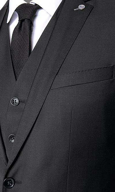 CG Anzug 30-031S0/423622+433063+441013/90 Anzug mit Weste, Slim Fit, Schurwoll-Stretch, Schwarz 6 CG Anzug 30-031S0/423622+433063+441013/90 Anzug mit Weste, Slim Fit, Schurwoll-Stretch, Schwarz – Bild 4