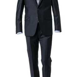 DIGEL Anzug 1009342/120210+114001+164003+190012/20 Anzug mit Weste, Plastron, Einstecktuch, Modern Fit, Schurwolle, Nachtblau