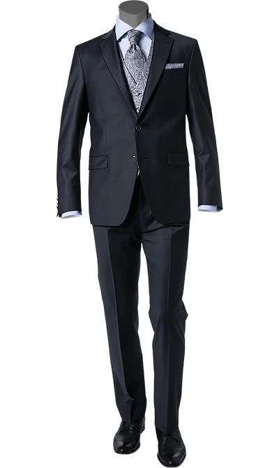 DIGEL Anzug 1009342/120210+114001+164003+190012/20 Anzug mit Weste, Plastron, Einstecktuch, Modern Fit, Schurwolle, Nachtblau 3 DIGEL Anzug 1009342/120210+114001+164003+190012/20 Anzug mit Weste, Plastron, Einstecktuch, Modern Fit, Schurwolle, Nachtblau