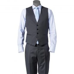 BOSS Weste Wilson 50318500/021 Slim Fit, Schurwolle Super120 GUABELLO, Grau meliert, Dark grey