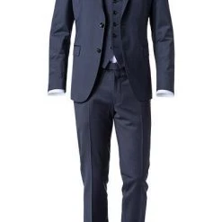 JOOP! Anzug 30003099+30003110+30003106/402 Anzug Herby-Blayr mit Weste, Slim Fit, Wolle, Dunkelblau meliert, Tiefseeblau