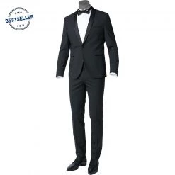 HUGO Smoking AlstonS-HetonS 50321048+49/001 Smoking Alston-Heton, Slim Fit, Schurwoll-Stretch, Schwarz, Black