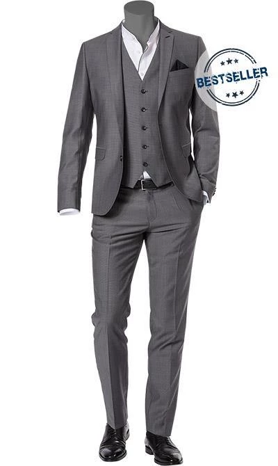 CG Anzug 50/102S1/423712+433063+441013/81 Slim Fit, Schurwolle Super100, Dunkelgrau gemustert, Grau 4 CG Anzug 50/102S1/423712+433063+441013/81 Slim Fit, Schurwolle Super100, Dunkelgrau gemustert, Grau – Bild 2