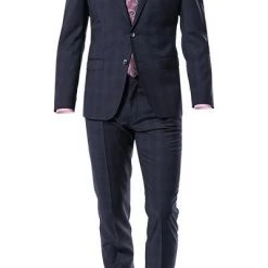 ROY ROBSON Anzug 5022/2062+0240/719 Slim Fit, Schurwolle Super110 REDA, Dunkelblau kariert, Nachtblau