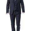 ROY ROBSON Anzug 5022/2062+0240+21/719 Anzug mit Weste, Slim Fit, Schurwolle Super110 REDA, Dunkelblau kariert, Nachtblau -Anzüge & Westen Schritte 275185 norm
