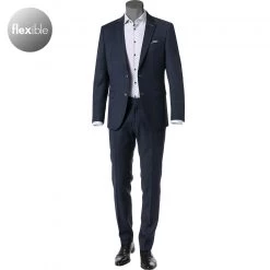 bugatti Anzug Fit Flexcity 793400+788500/99710/380 Modern Fit, Schurwoll-Stretch Flexcity, Dunkelblau meliert, Marine