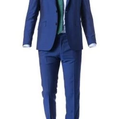 DIGEL Anzug Slim Fit 99832/128001+110030/28 Schurwolle Super100, Royalblau meliert, Blau