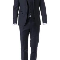 Daniel Hechter Anzug 40103+40150+40160/100108/680 Anzug mit Weste, Shape Fit, Schurwolle, Navy, Blau
