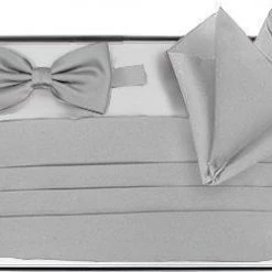 Wilvorst Kummerbund mit Schleife 4112/001/00 Kummerbund + Schleife + Einstecktuch, Hellgrau -Anzüge & Westen Schritte 30180 norm