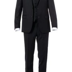 Carl Gross Anzug 70-060N0/323022+332023+343113/90 Anzug mit Weste, Modern Fit, Schurwolle, Schwarz