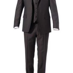 Carl Gross Anzug 70-060N0/323022+332023+343113/72 Anzug mit Weste, Modern Fit, Schurwolle, Dunkelbraun, Braun