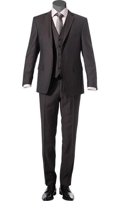 Carl Gross Anzug 70-060N0/323022+332023+343113/72 Anzug mit Weste, Modern Fit, Schurwolle, Dunkelbraun, Braun 3 Carl Gross Anzug 70-060N0/323022+332023+343113/72 Anzug mit Weste, Modern Fit, Schurwolle, Dunkelbraun, Braun