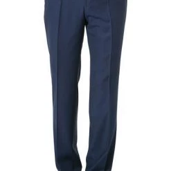 BOSS Hose Lenon 50410140/420 Regular Fit, Schurwolle, Mittelblau meliert, Blau