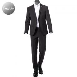 Pierre Cardin Anzug 52261+72240/850/55811/2000 Regular Fit, Schurwoll-Stretch Futureflex, Schwarz meliert, Schwarz