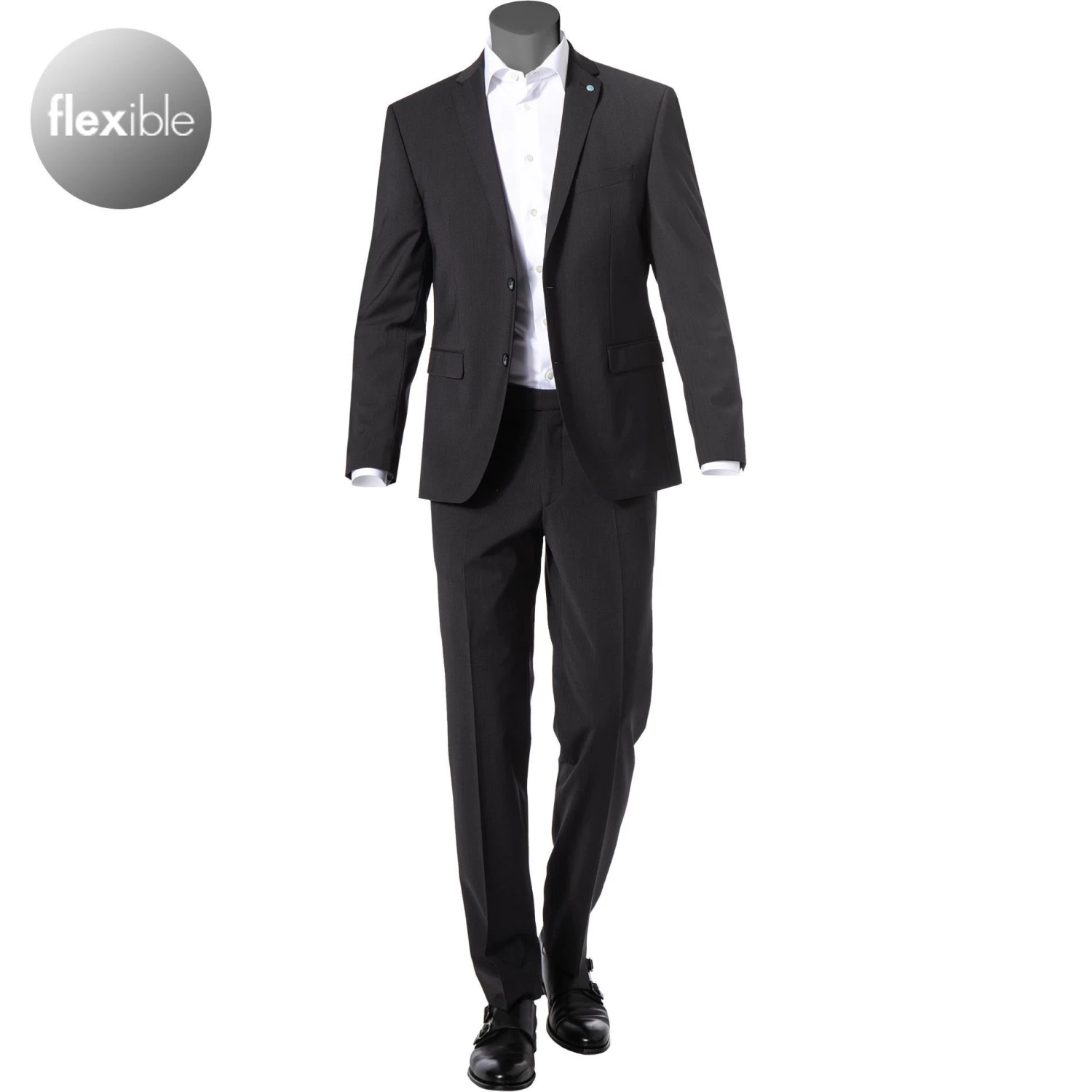 Pierre Cardin Anzug 52261+72240/850/55811/2000 Regular Fit, Schurwoll-Stretch Futureflex, Schwarz meliert, Schwarz 3 Pierre Cardin Anzug 52261+72240/850/55811/2000 Regular Fit, Schurwoll-Stretch Futureflex, Schwarz meliert, Schwarz