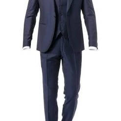 CG Anzug 80-138N1/424012+441043+430013/63 Anzug mit Weste, Slim Fit, Schurwolle, Saphirblau, Blau-schwarz