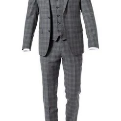 ROY ROBSON Anzug 050211694700+1295400+1737300/H050 Anzug mit Weste, Slim Fit, Schurwolle Super100, Anthrazit kariert, Pastellgrau