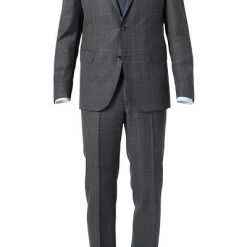 EDUARD DRESSLER Anzug Sean-Jim 10S11/5B31/24 Shaped Fit, Schurwolle Super110, Anthrazit kariert, Dunkelgrau