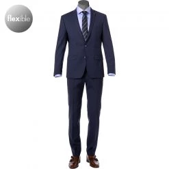 ROY ROBSON Anzug 050351295400+1295400/A410 Slim Fit, Schurwoll-Stretch wasserabweisend, Dunkelblau meliert, Dunkelblau