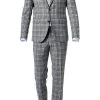 CG Anzug Caden-Cedric 90-143S3/423712+433063/81 Slim Fit, Schurwoll-Stretch, Steingrau kariert, Grau-hellblau -Anzüge & Westen Schritte 335845 norm