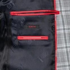 CG Anzug Caden-Cedric 90-143S3/423712+433063/81 Slim Fit, Schurwoll-Stretch, Steingrau kariert, Grau-hellblau -Anzüge & Westen Schritte 335845 norm6