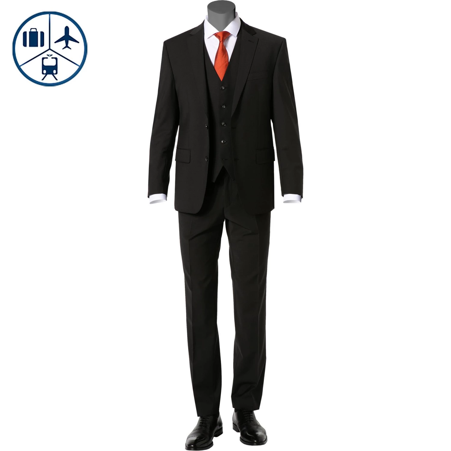 Carl Gross Anzug 30-031S0/325031+342043+338343/90 Reise-Anzug mit Weste, Regular Fit, Schurwoll-Stretch, Schwarz 3 Carl Gross Anzug 30-031S0/325031+342043+338343/90 Reise-Anzug mit Weste, Regular Fit, Schurwoll-Stretch, Schwarz