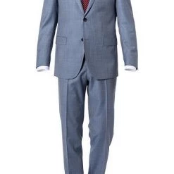 Carl Gross Anzug 90-0S0/325062+339593/61 Modern Fit, Schurwolle Super110, Bleu meliert, Hellblau