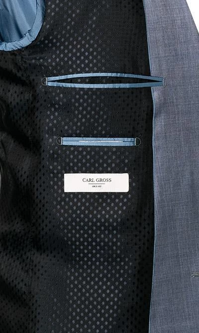 Carl Gross Anzug 90-0S0/325062+339593/61 Modern Fit, Schurwolle Super110, Bleu meliert, Hellblau 8 Carl Gross Anzug 90-0S0/325062+339593/61 Modern Fit, Schurwolle Super110, Bleu meliert, Hellblau – Bild 6