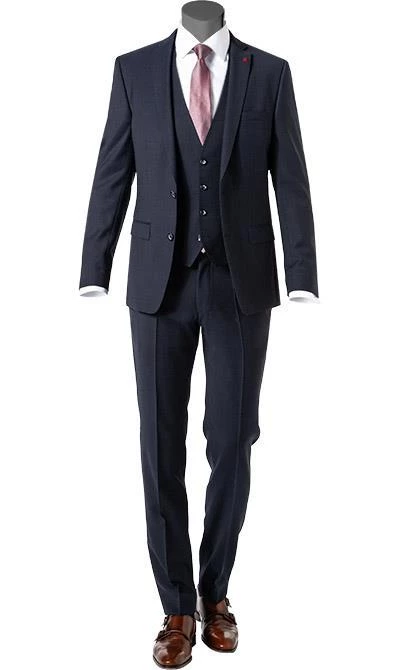 ROY ROBSON Anzug 050631594900+1704100+1295400/A410 Anzug mit Weste, Slim Fit, Schurwolle Super100 wasserabweisend, Dunkelblau gemustert, Dunkelblau 3 ROY ROBSON Anzug 050631594900+1704100+1295400/A410 Anzug mit Weste, Slim Fit, Schurwolle Super100 wasserabweisend, Dunkelblau gemustert, Dunkelblau
