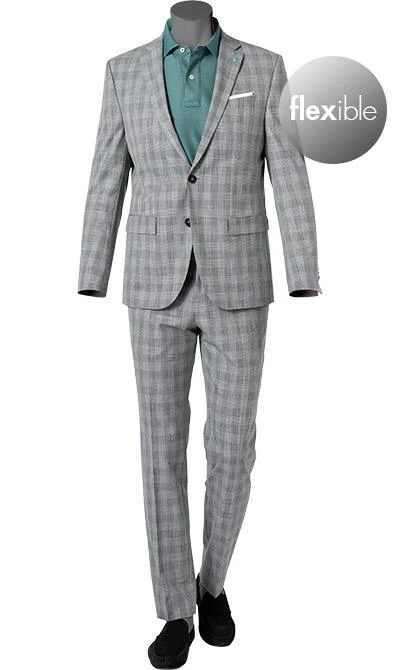 Pierre Cardin Anzug 42255+72238/810/94419/2900 Modern Fit, Mikrofaser, Hellgrau kariert, Silbergrau 4 Pierre Cardin Anzug 42255+72238/810/94419/2900 Modern Fit, Mikrofaser, Hellgrau kariert, Silbergrau – Bild 2