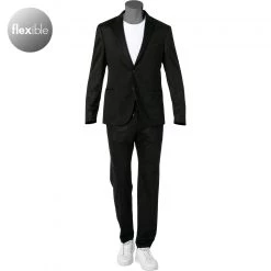 BOSS Anzug Norwin/Banks 50427198+50427205/001 Anzug Norwin-Banks, Slim Fit, Schurwolle, Schwarz gestreift, Schwarz