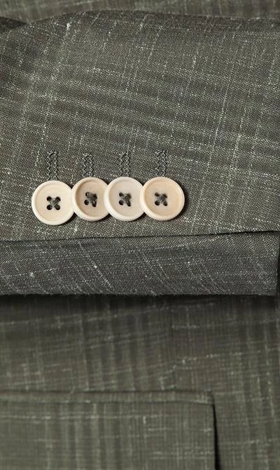 EDUARD DRESSLER Anzug 55002/6421+01/3315/67 Shaped Fit, Schurwolle-Leinen halbgefüttert, Khaki meliert, Khaki 6 EDUARD DRESSLER Anzug 55002/6421+01/3315/67 Shaped Fit, Schurwolle-Leinen halbgefüttert, Khaki meliert, Khaki – Bild 4