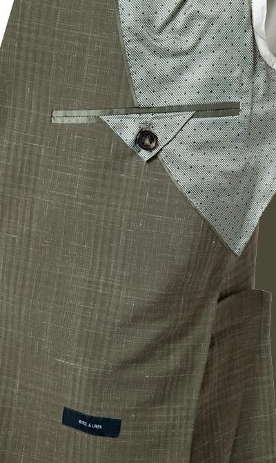 EDUARD DRESSLER Anzug 55002/6421+01/3315/67 Shaped Fit, Schurwolle-Leinen halbgefüttert, Khaki meliert, Khaki 7 EDUARD DRESSLER Anzug 55002/6421+01/3315/67 Shaped Fit, Schurwolle-Leinen halbgefüttert, Khaki meliert, Khaki – Bild 5