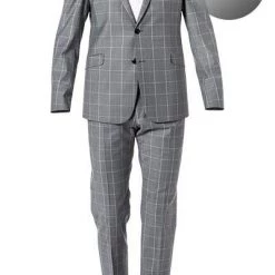 Strellson Anzug Allen-Mercer 30020633+634/035 Slim Fit, Schurwoll-Stretch, Hellgrau kariert, Hellgrau