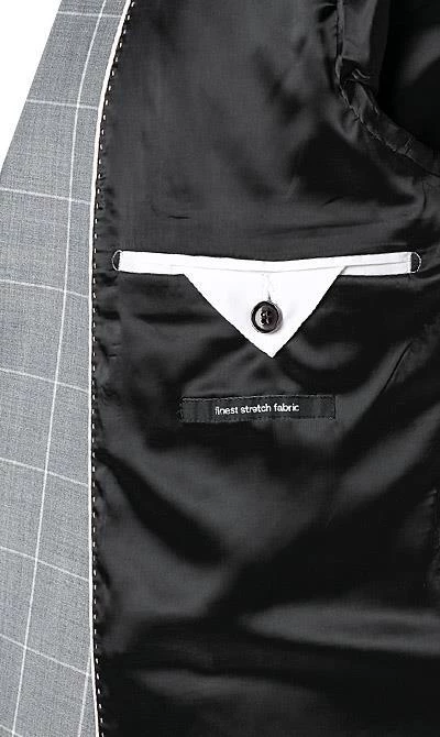 Strellson Anzug Allen-Mercer 30020633+634/035 Slim Fit, Schurwoll-Stretch, Hellgrau kariert, Hellgrau 7 Strellson Anzug Allen-Mercer 30020633+634/035 Slim Fit, Schurwoll-Stretch, Hellgrau kariert, Hellgrau – Bild 5
