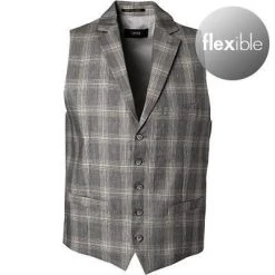 CINQUE Weste Civz 2629-4178/25 Slim Fit, Leinen-Stretch, Grau-sand kariert, Grau