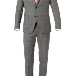 Windsor Anzug Garon+Santio 30019703+30019518/030 Anzug Garon-Santio, Shaped Fit, Schurwolle, Grau kariert, Grau