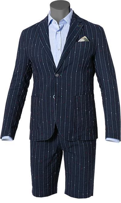 BOB Anzug DRESS383A+B T383/rosso Baumwolle-Leinen halbgefüttert, Navy-rot gestreift 3 BOB Anzug DRESS383A+B T383/rosso Baumwolle-Leinen halbgefüttert, Navy-rot gestreift