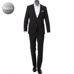 Pierre Cardin Anzug 42256+72437/810/94470/2000 Modern Fit, Mikrofaser wasserabweisend, Schwarz
