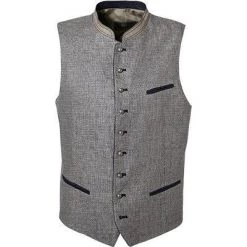 Schneiders Weste Henro 341/0079/4020 Trachtenweste, Leinen, Beige-blau gemustert, Beige-blau