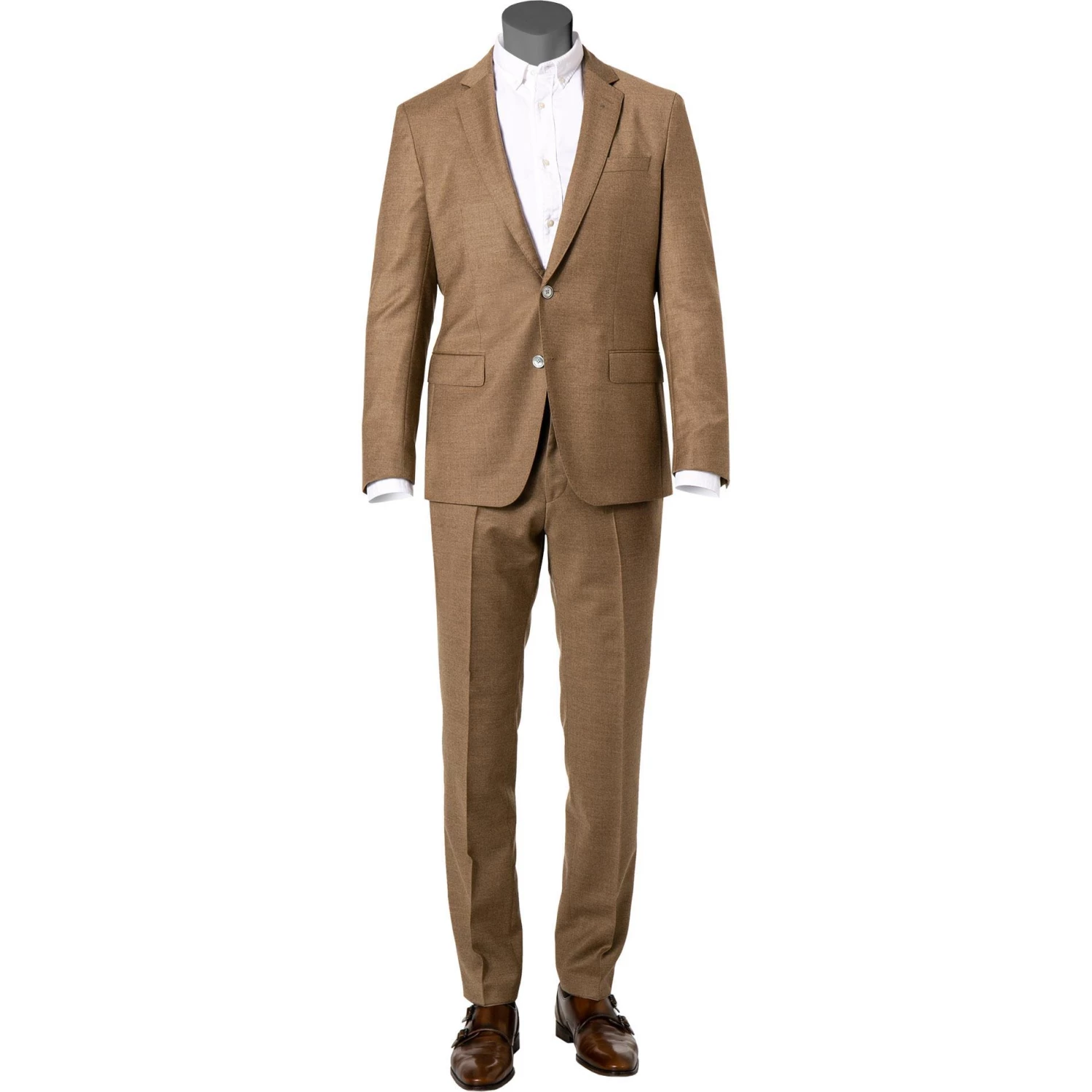 BOSS Anzug Hartlay-Giro 50438515+510/262 Slim Fit, Schurwoll-Stretch, Beige meliert, Beige 3 BOSS Anzug Hartlay-Giro 50438515+510/262 Slim Fit, Schurwoll-Stretch, Beige meliert, Beige
