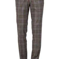 CG Hose Cole 02-006S3/230043/82 Slim Fit, Viskose-Stretch, Stahlgrau-braun kariert , Stahlgrau-braun