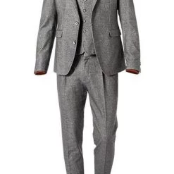 CINQUE Anzug 2243+2632+2157-5166/93 Anzug mit Weste, Slim Fit, Flanell-Stretch, Mittelgrau meliert, Mittelgrau