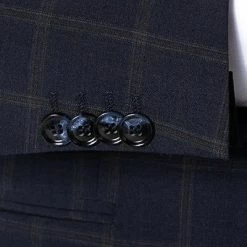 CG Anzug Ian SV/Ike 90-149S3/423722+433093/63 Super Slim Fit, Wolle, Dunkelblau kariert, Dunkelblau -Anzüge & Westen Schritte 357748 norm4