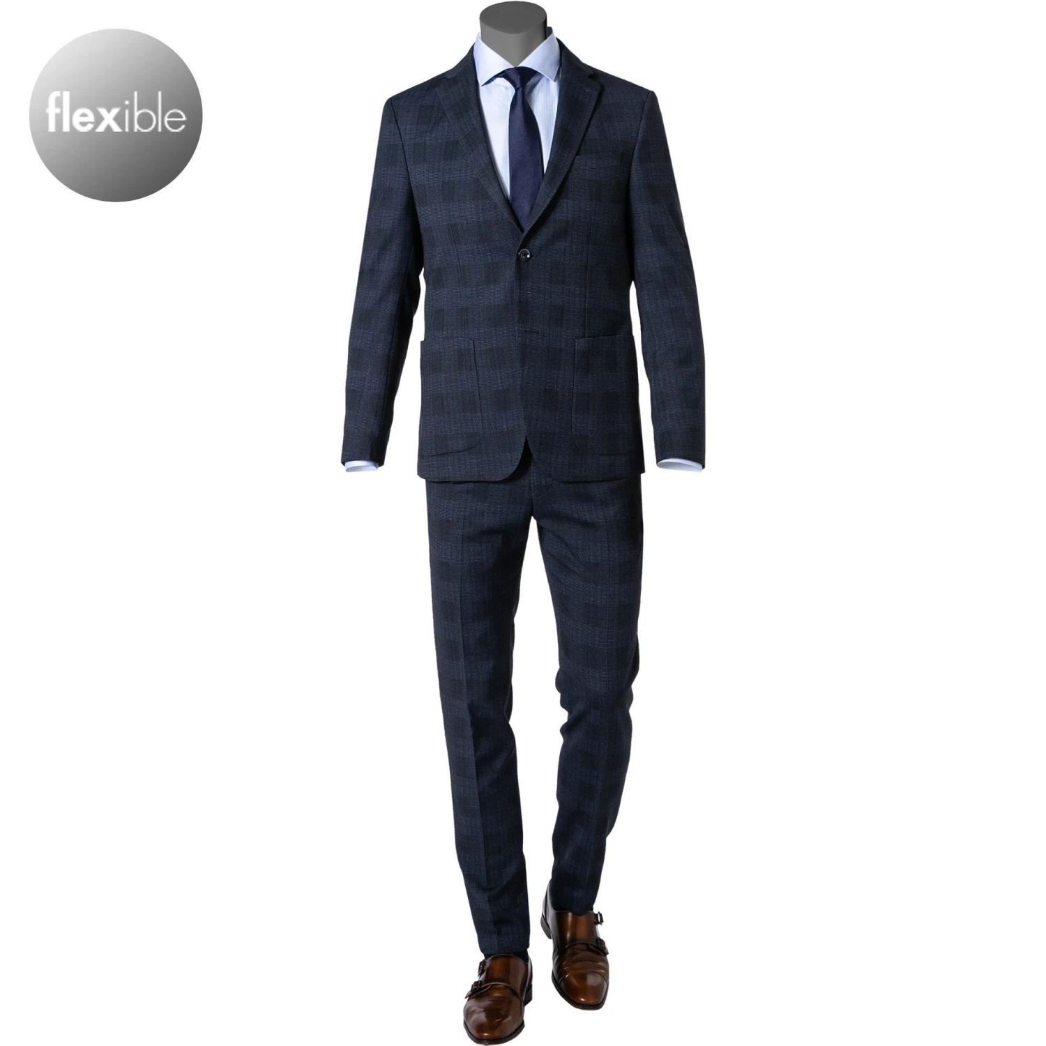 Pierre Cardin Anzug 42288+72534/810/14269/3200 Modern Fit, Mikrofaser, Blau kariert, Blau 3 Pierre Cardin Anzug 42288+72534/810/14269/3200 Modern Fit, Mikrofaser, Blau kariert, Blau